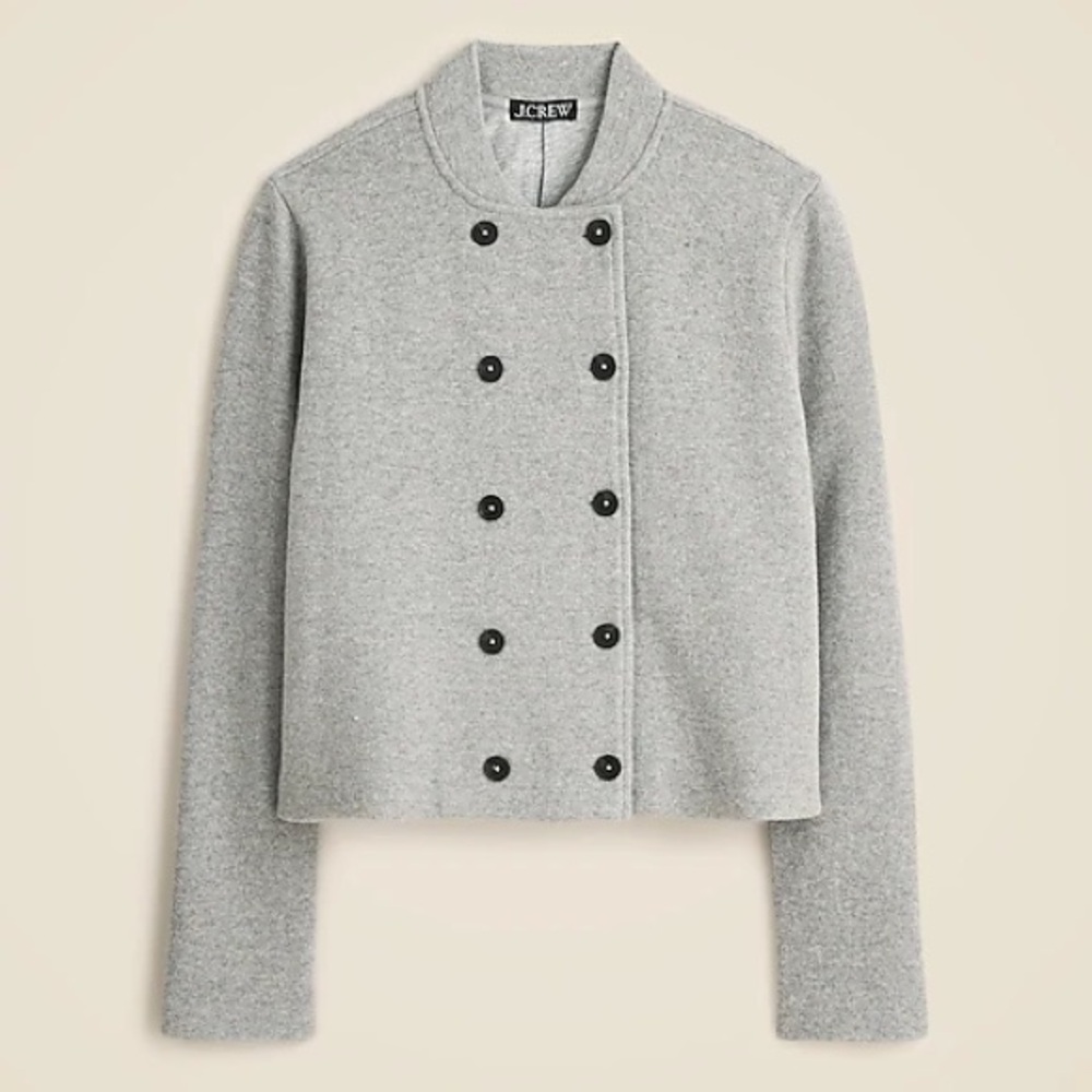 J. Crew Double-breasted jacket in knit wool blend size L in Med Hthr Gray. NWT